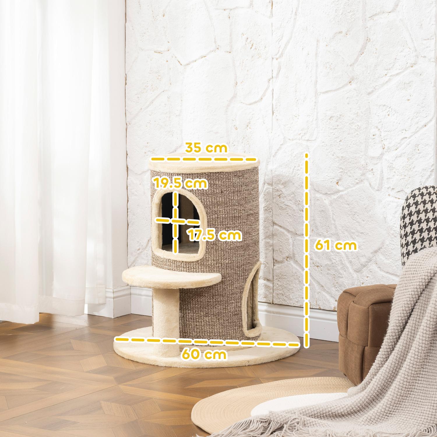 Klösträd med 2 nivåer, hoppplattform, beige