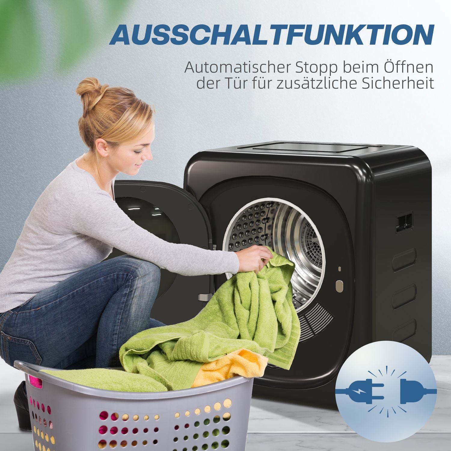 Kompakt 4 kg ventiltork med UV-sterilisering, svart