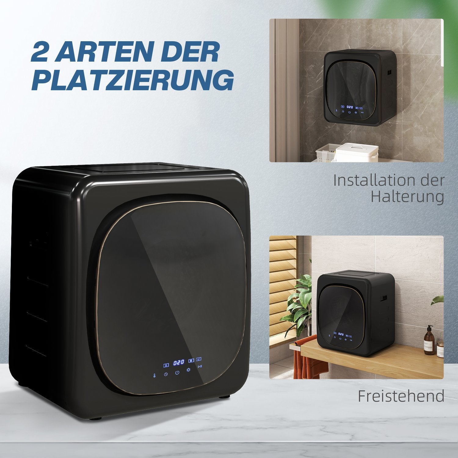 Kompakt 4 kg ventiltork med UV-sterilisering, svart