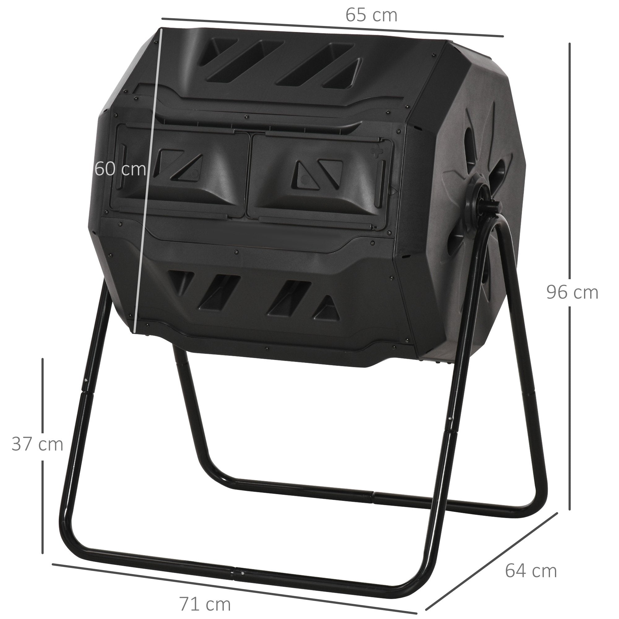 Kompostbehållare med dubbla kammare, 160 liter, stål och plast