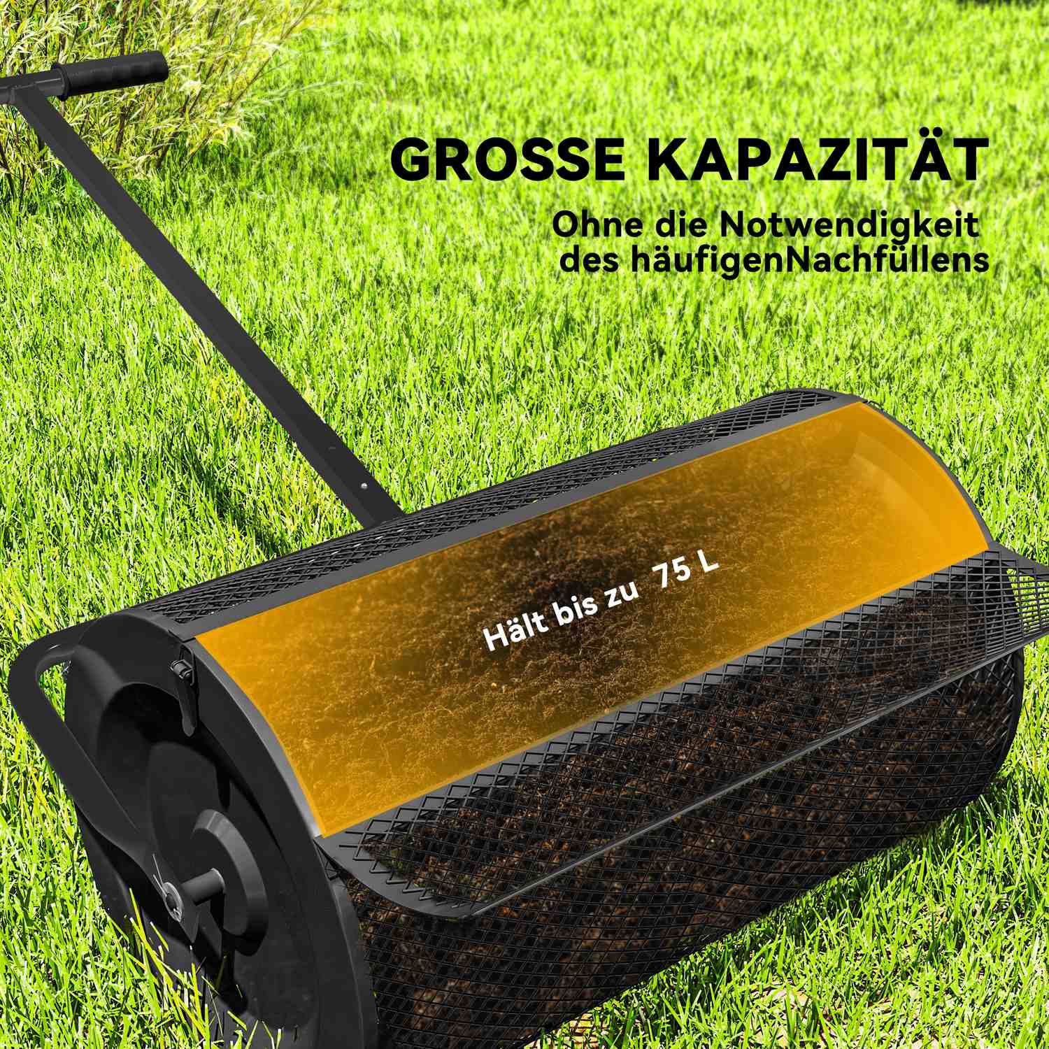 Kompostspridare 300L med T-handtag för gräsmatta
