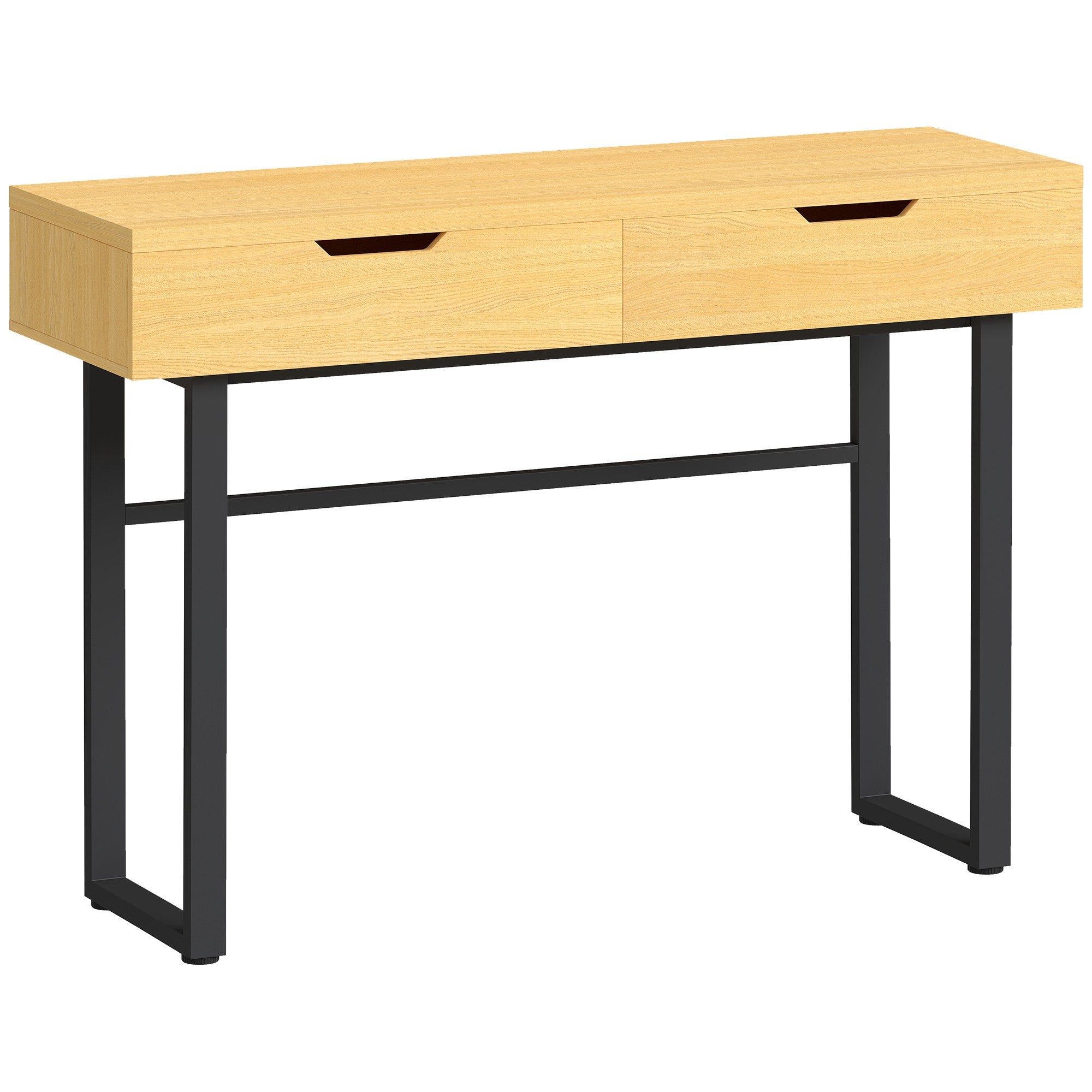 Konsolbord med 2 lådor, metallram, 110x35x76,5 cm