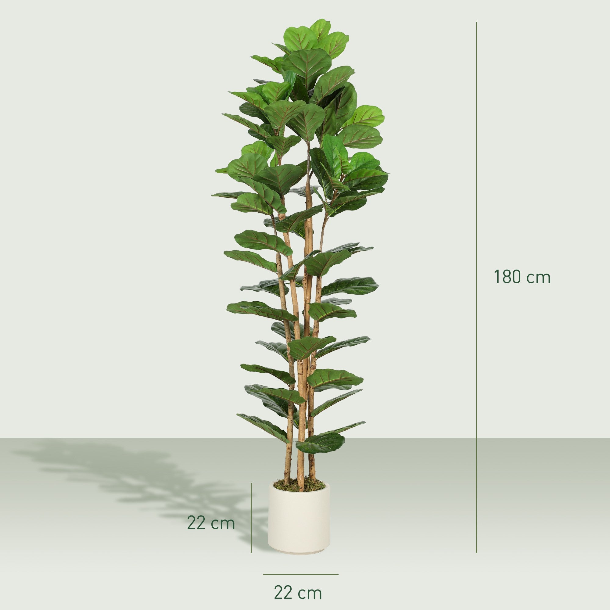 Konstgjord fikonträd med fiolblad 180 cm, trästam, kruka