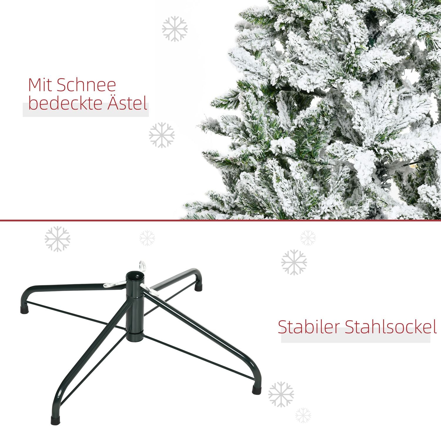 Konstgjord julgran, 150 cm snöig tall, 358 grentips