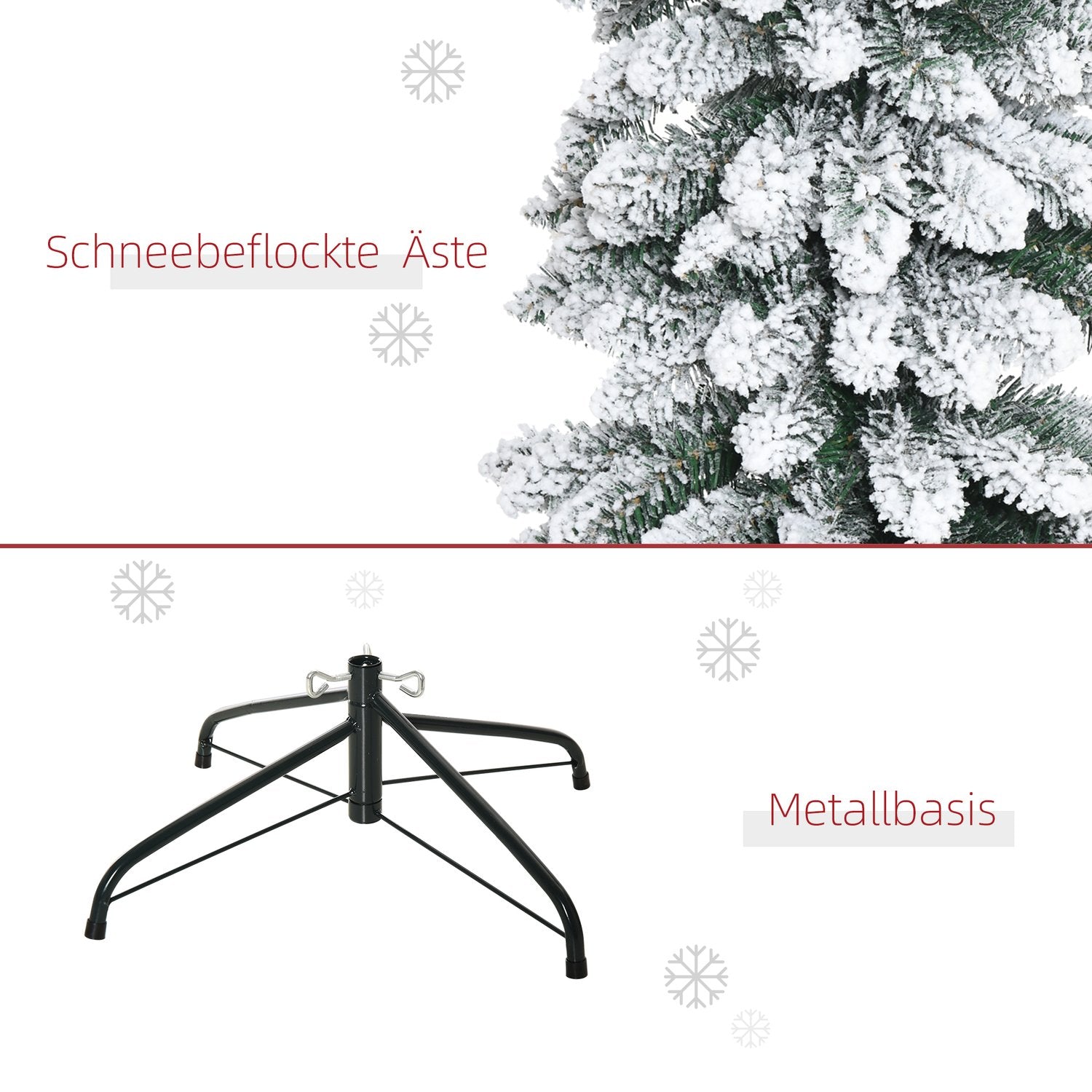 Konstgjord julgran, 180 cm, snöiga grenar, inomhusbruk