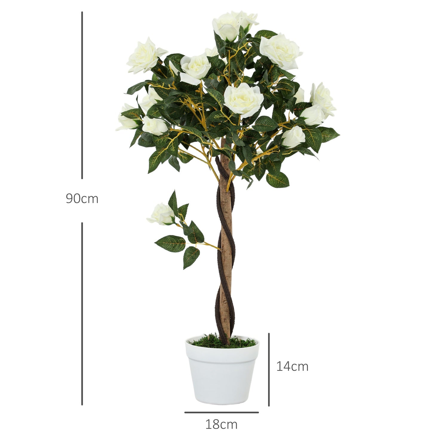 Konstgjord växt i cementkruka – Vit, 90 cm, set om 2