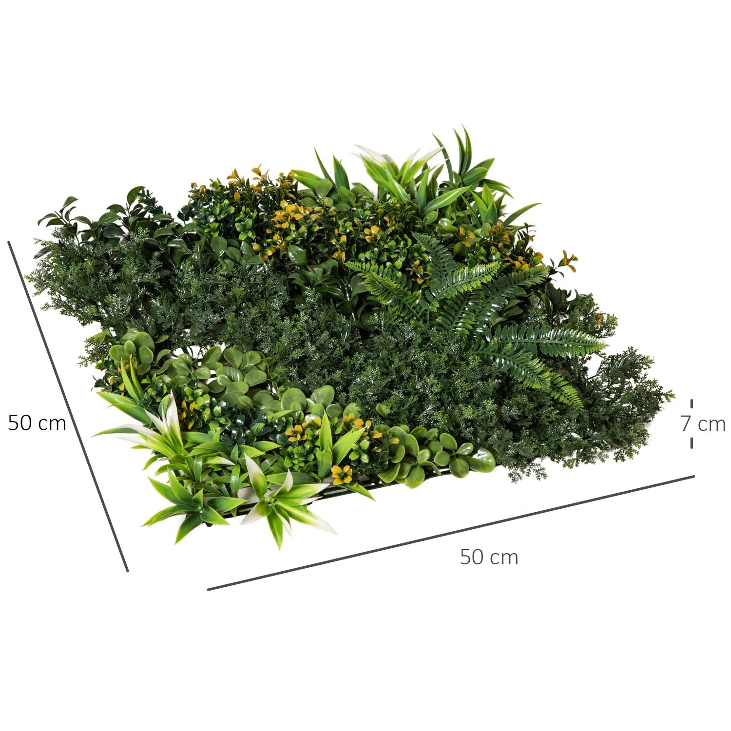 Konstgjord växtvägg, UV-skyddad, 12-pack, 50x50 cm