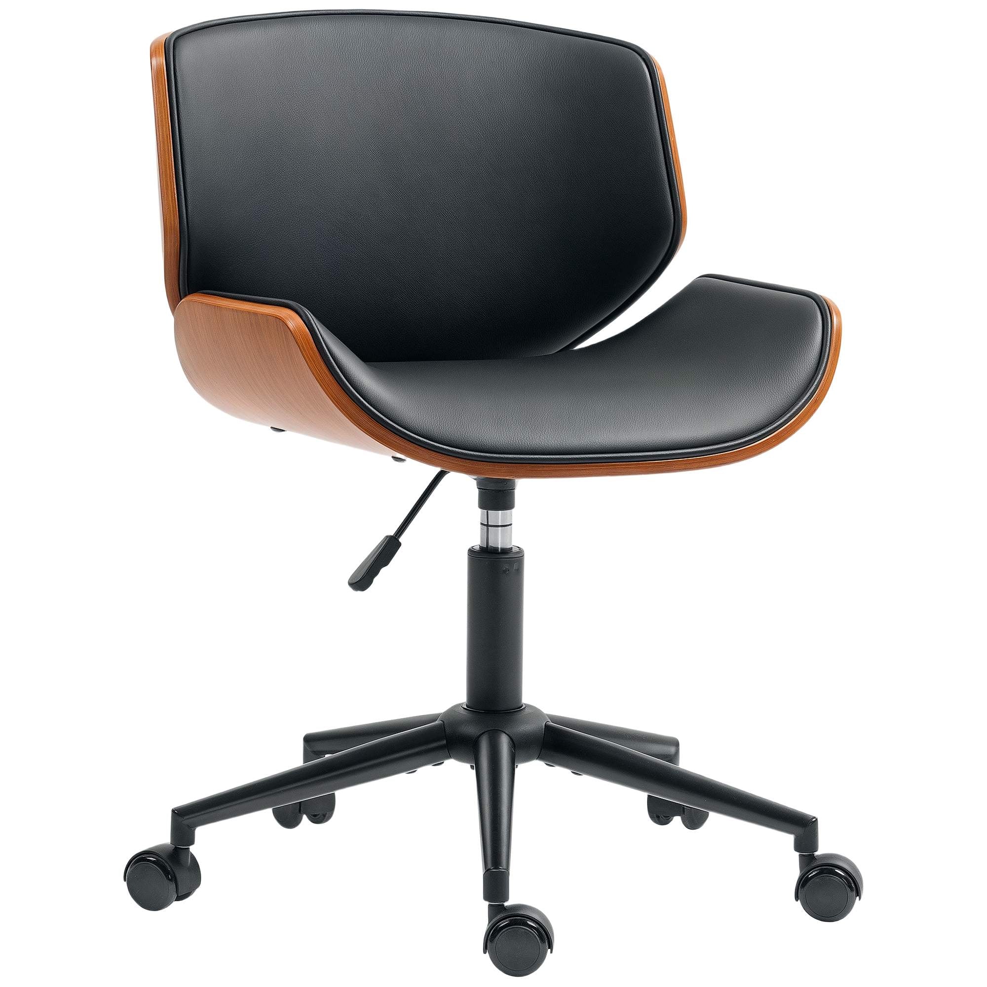 Kontorsstol i konstläder, modern design, ergonomisk, svart