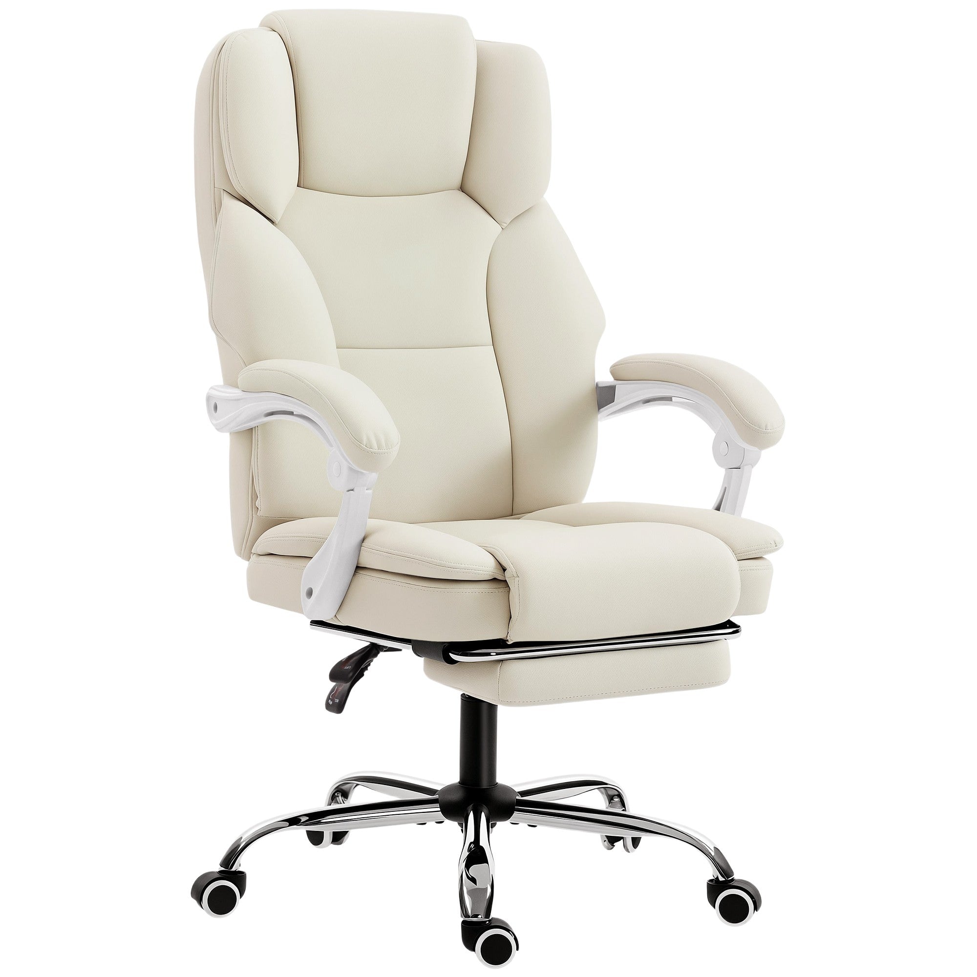 Kontorsstol med fotstöd, justerbar höjd, beige