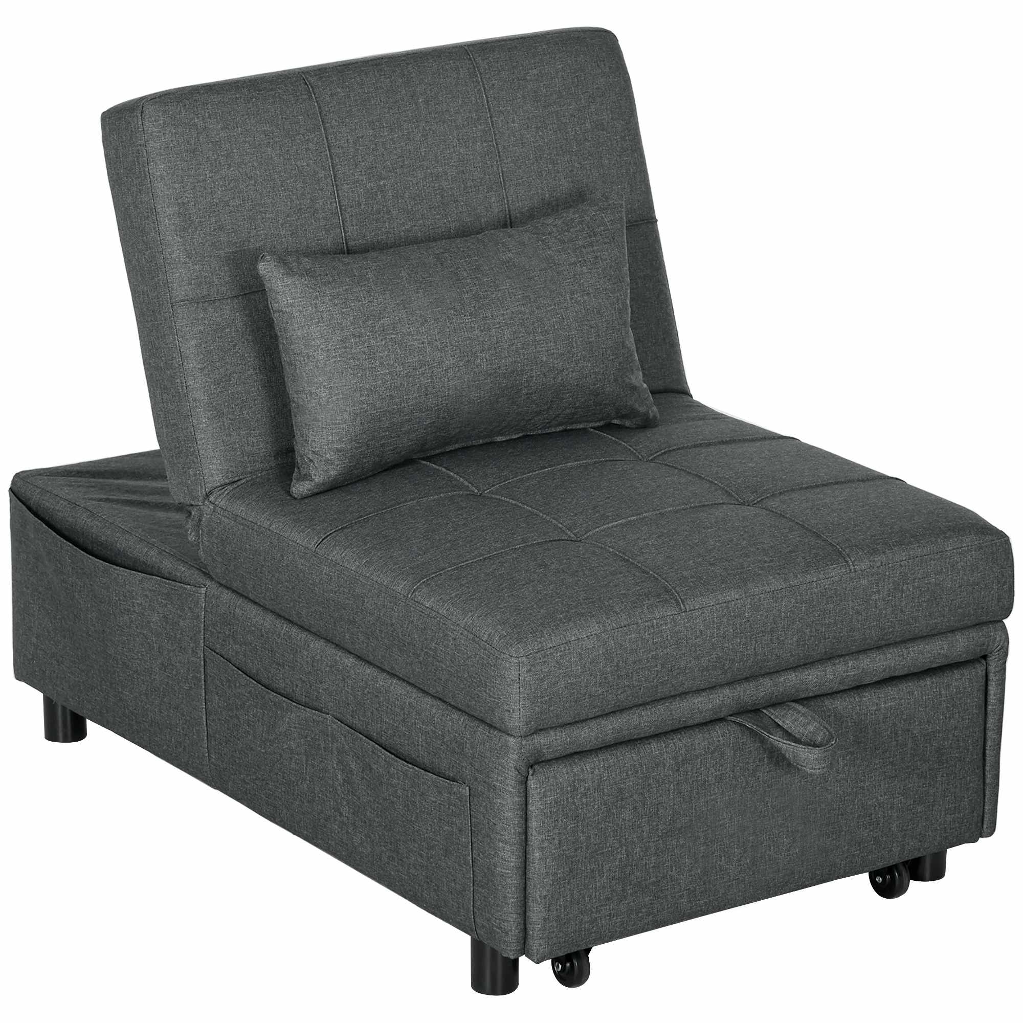 Konvertibel bäddsoffa med justerbart ryggstöd och dyna