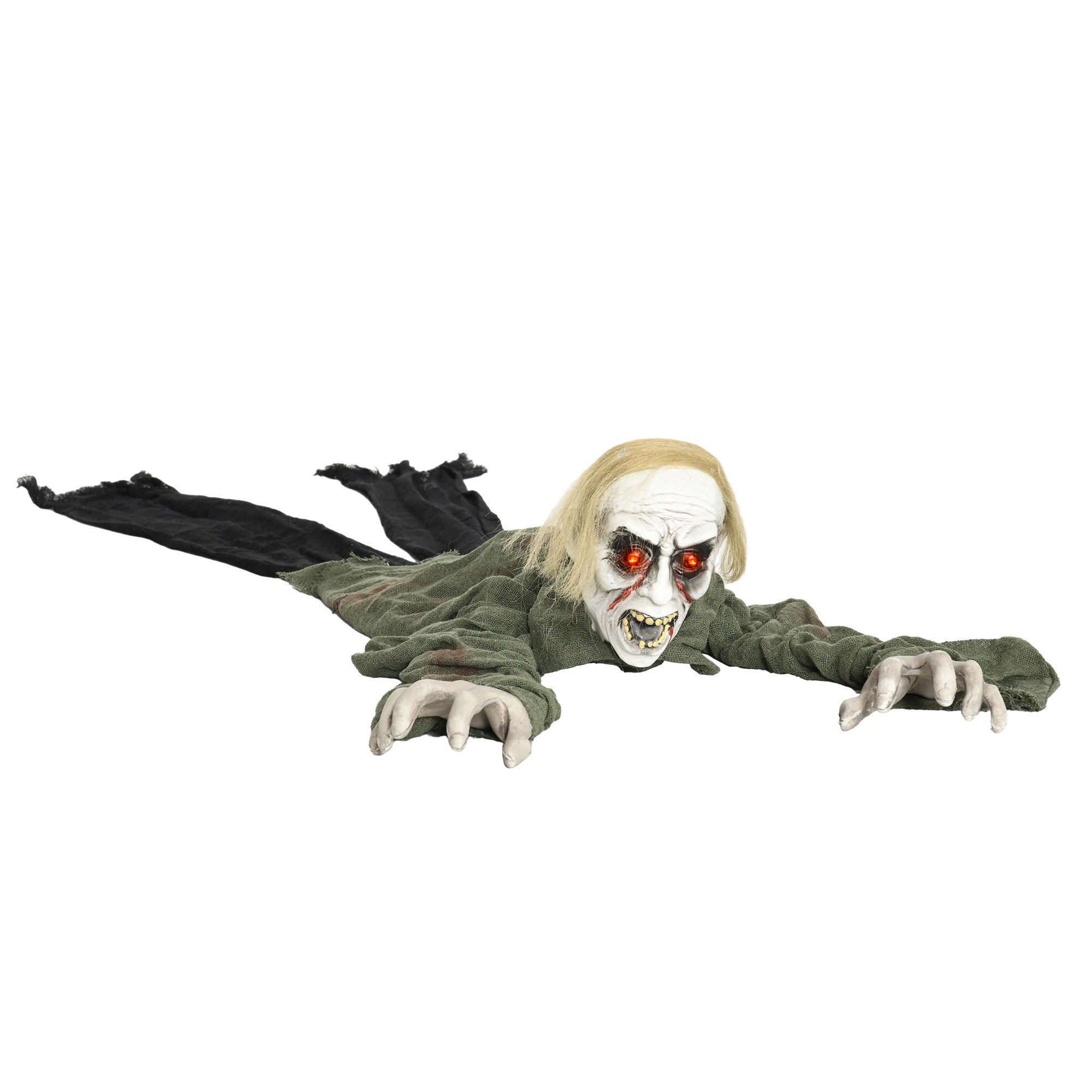 Krypande zombie Halloweendekoration med glödande ögon