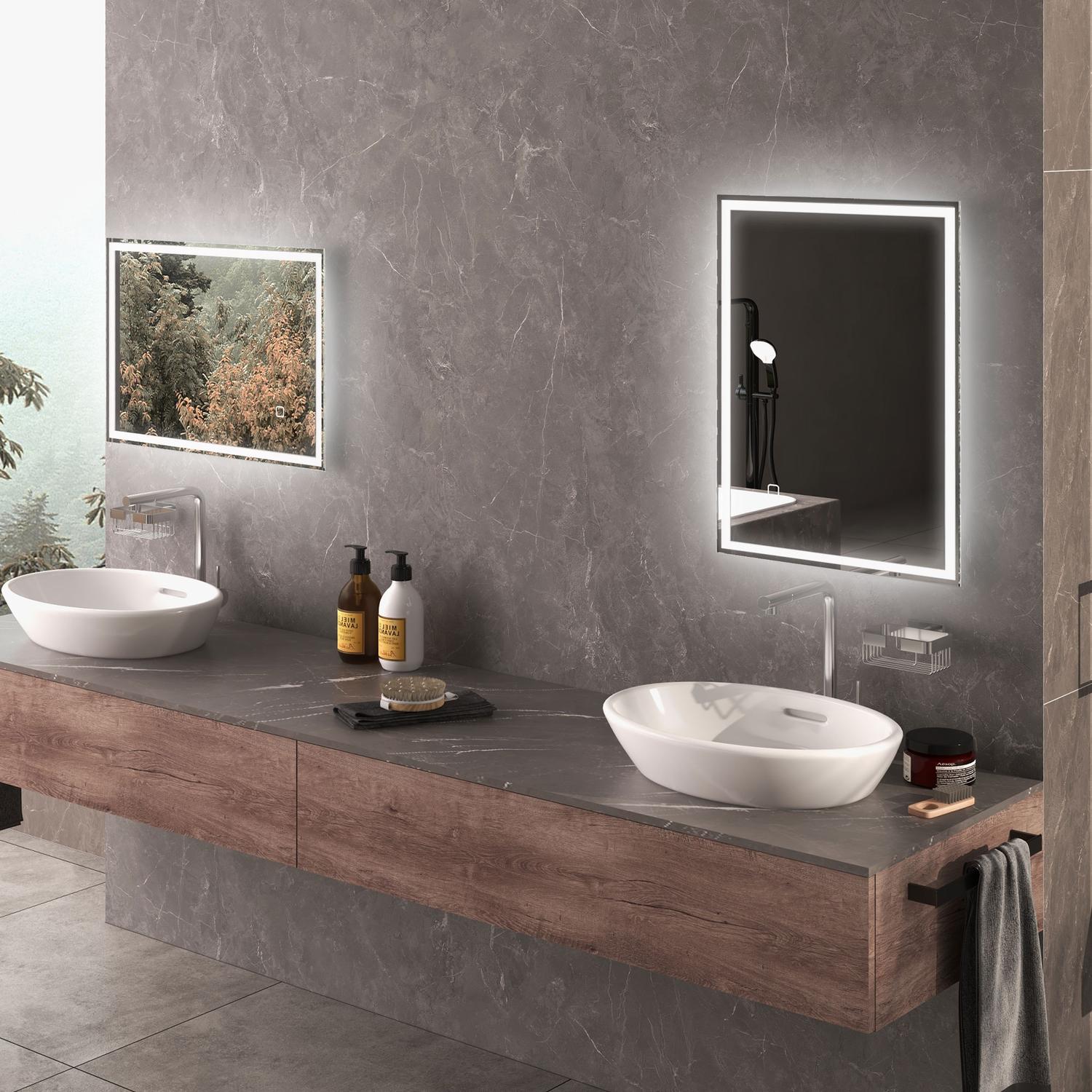 LED Badrumsspegel, 80x60cm, immafri, Touch Switch