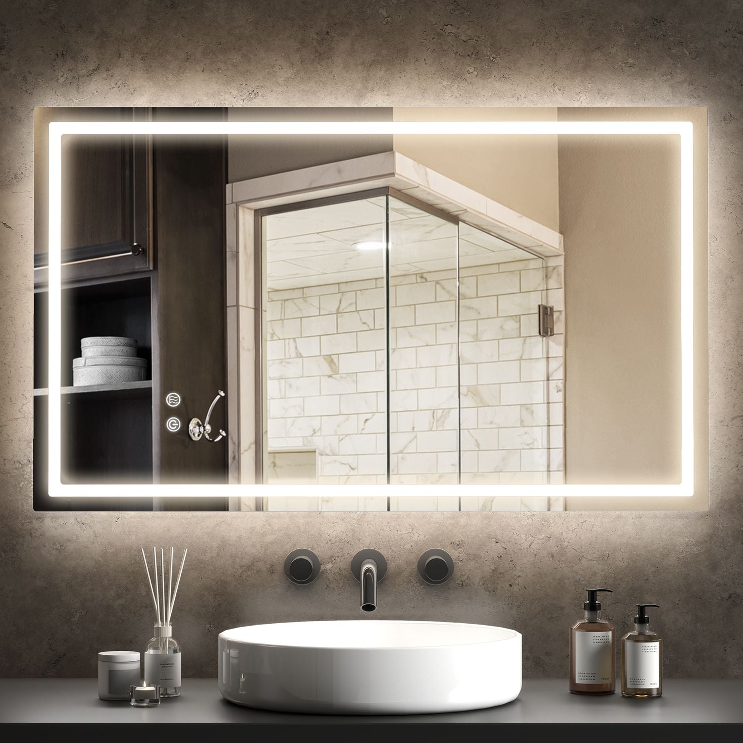 LED badrumsspegel – justerbar ljusstyrka, anti-dimma, 100x60 cm