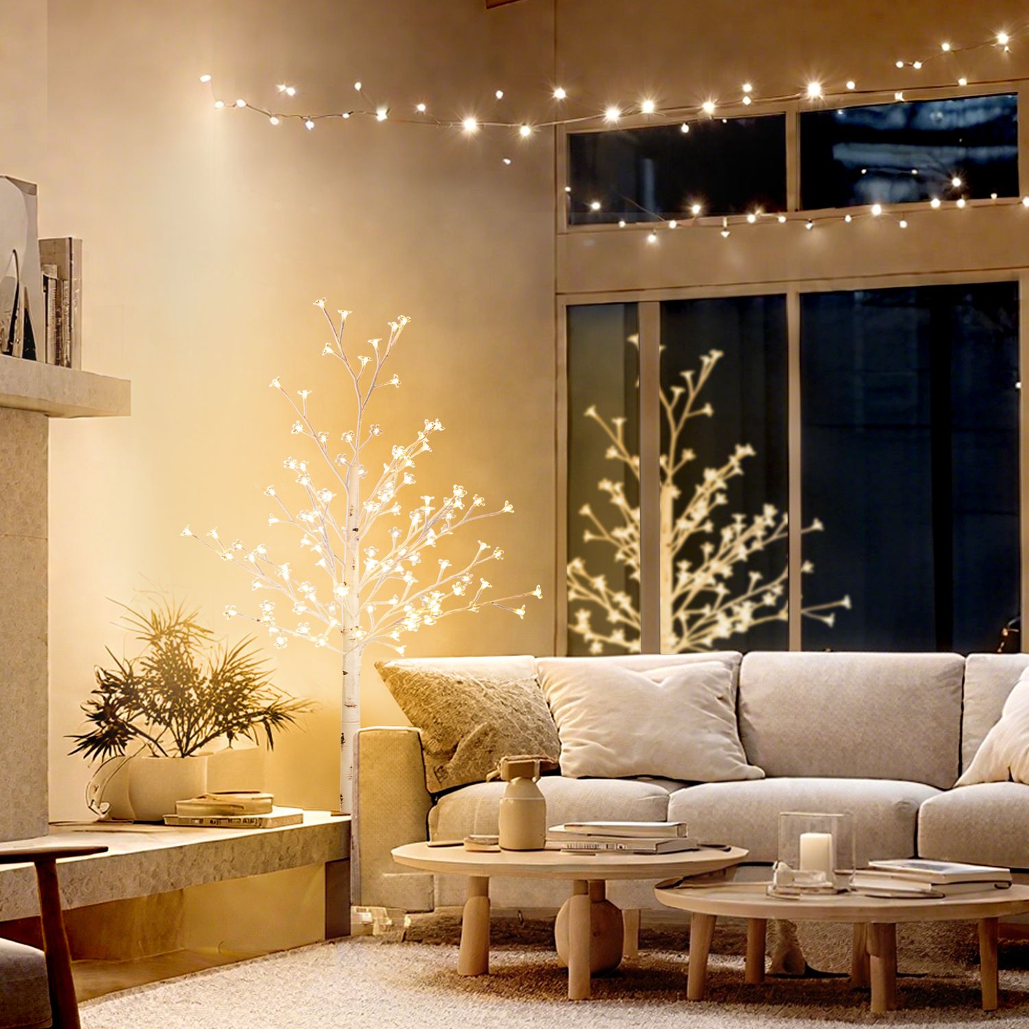 LED-ljusgran, 150 cm, varmvit, inomhus-/utomhusbruk