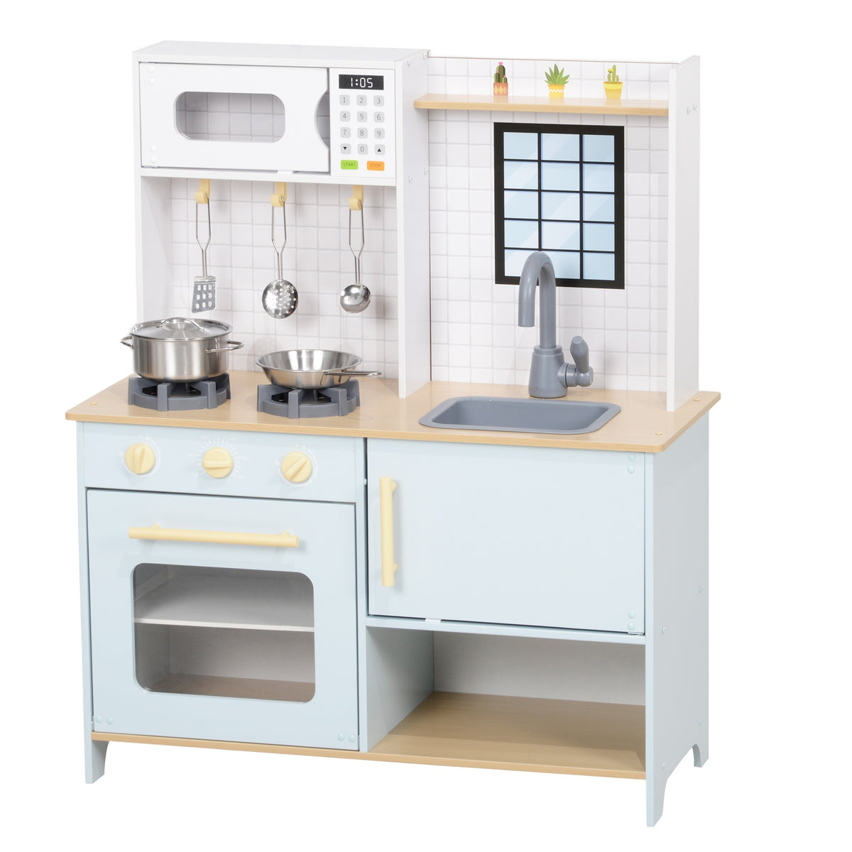 Jeu de cuisine pour enfant avec accessoires, bleu