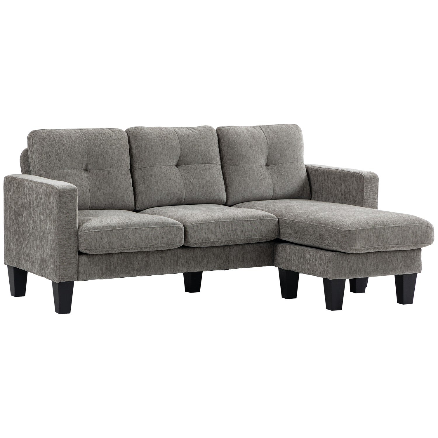 L-formad soffa, chenilletyg, brun, utrymmesbesparande design