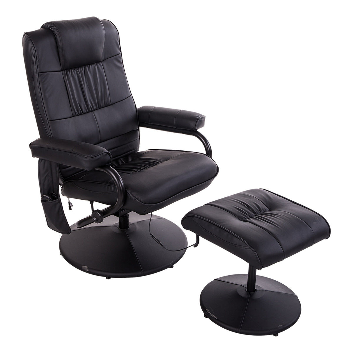 Liegender Massagesessel, 360° drehbar, Fernbedienung, schwarz
