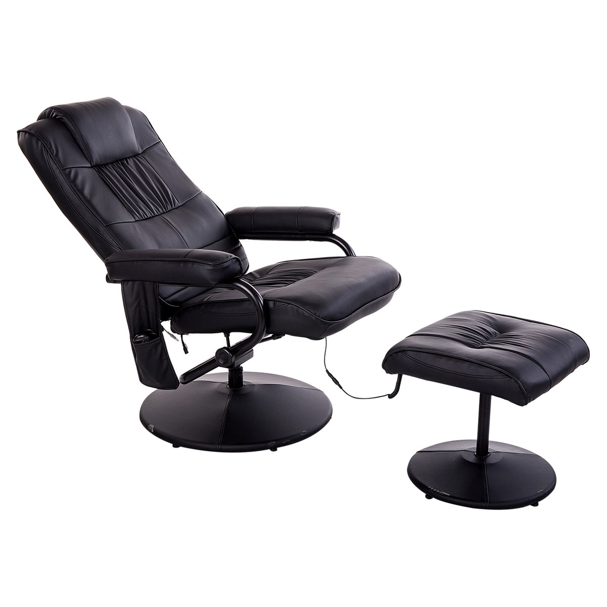 Liegender Massagesessel, 360° drehbar, Fernbedienung, schwarz