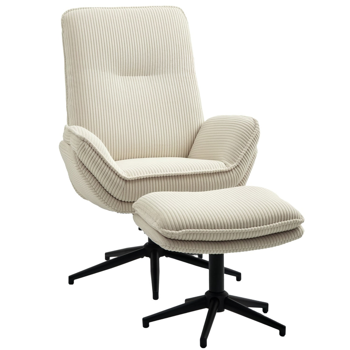 Transat beige pivotant 360° avec tabouret