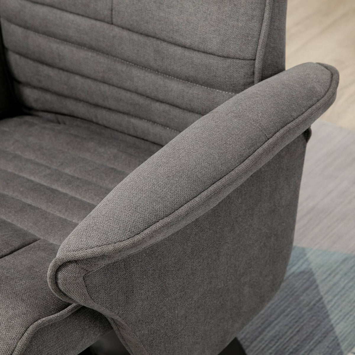 Liegestuhl mit Fusshocker, 360° drehbar, dunkelgrauer Schaumstoff