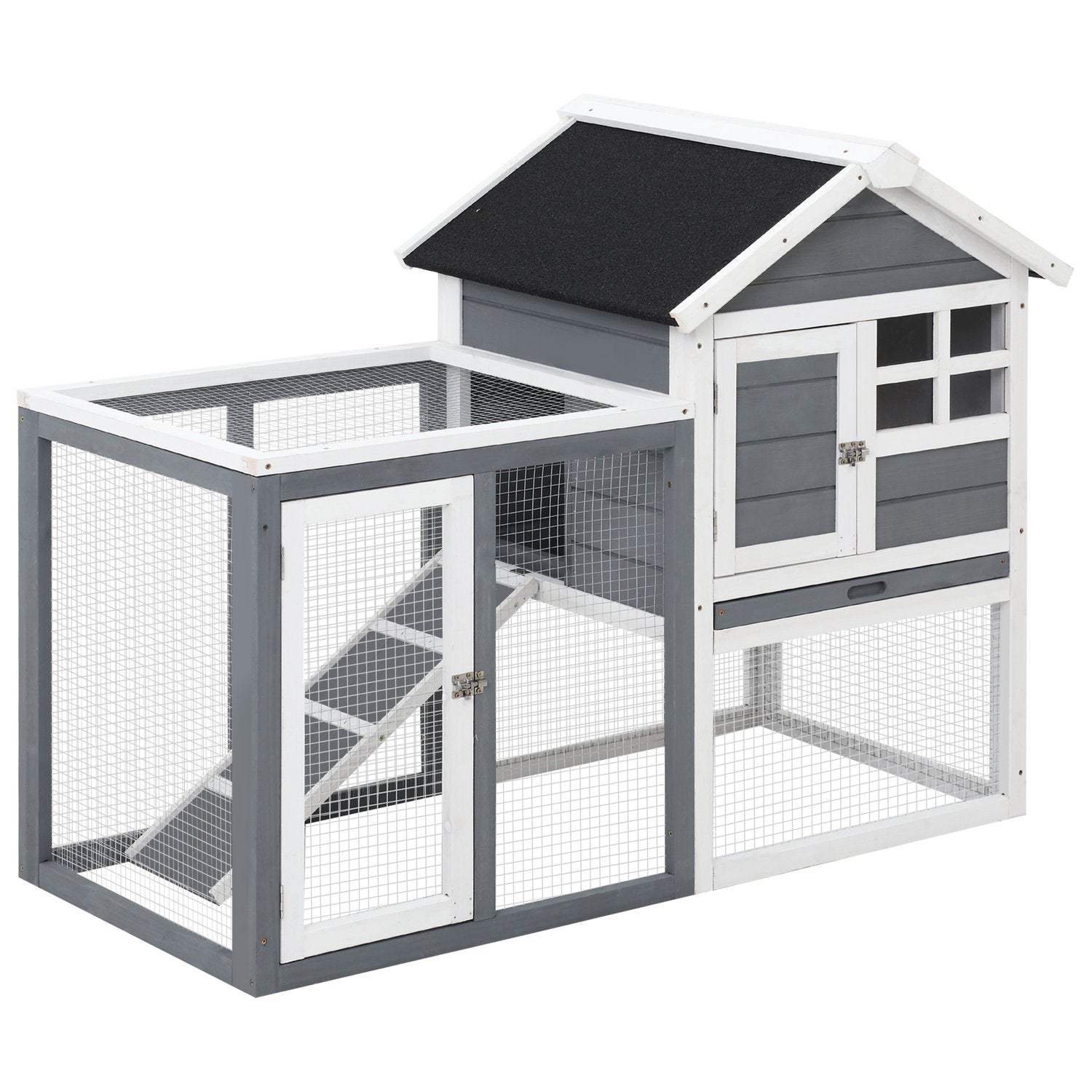 Liten djurhydda med avtagbar bricka och ramp, 122x62x92cm