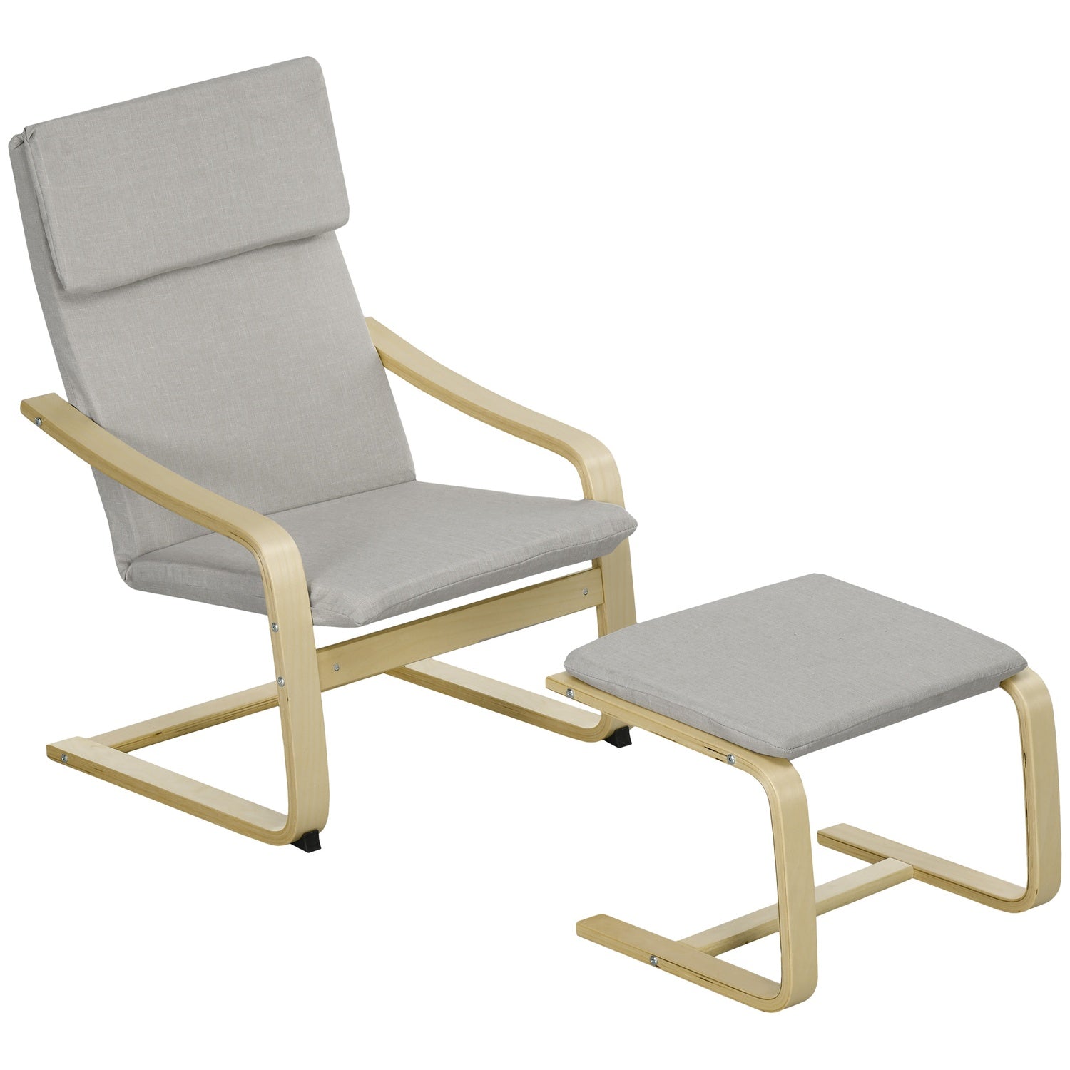 Loungestolar Set med pall - Linneöverdrag, ljusgrå