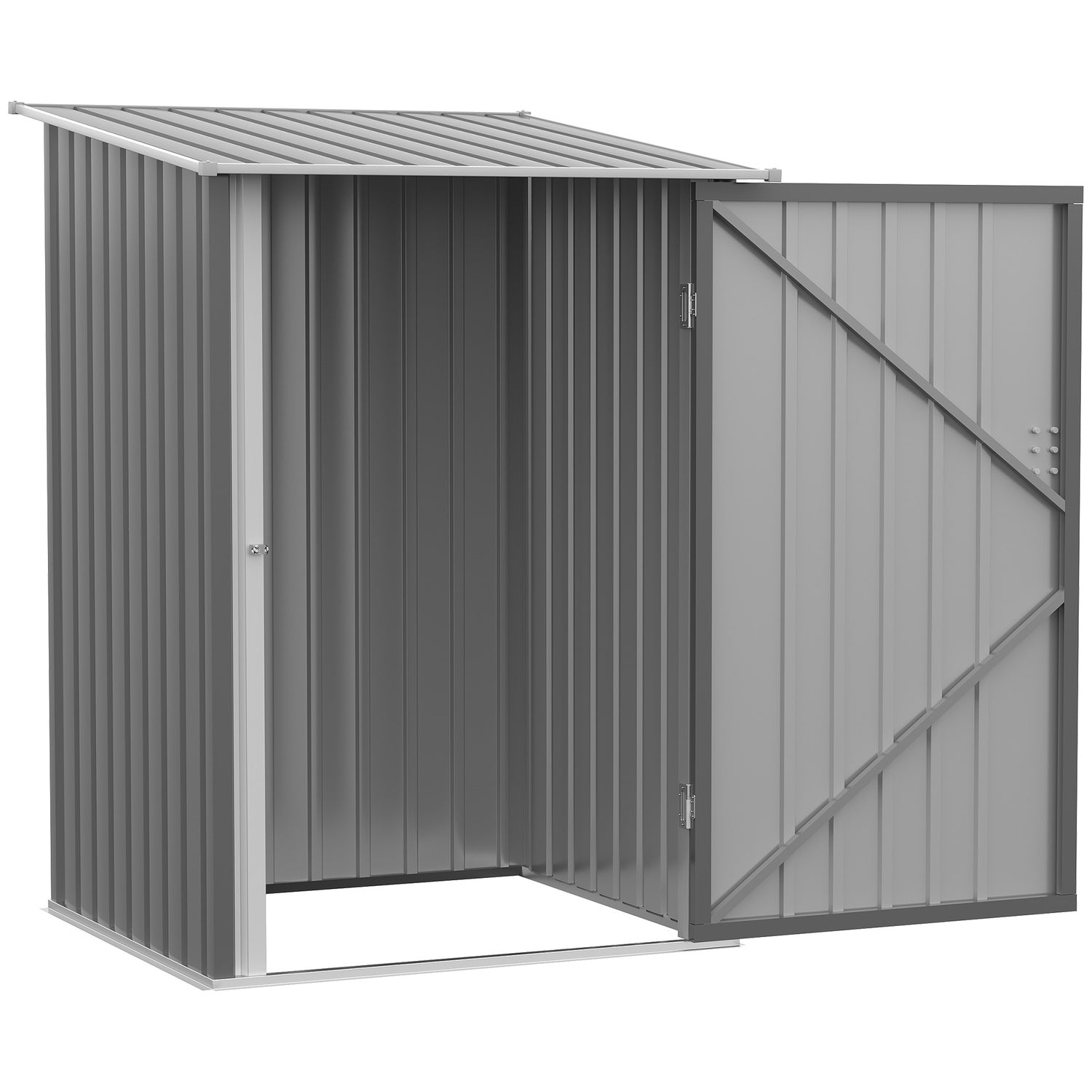 Låsbart trädgårdsskåp i stål, Pent tak, 0,92 m², Grå