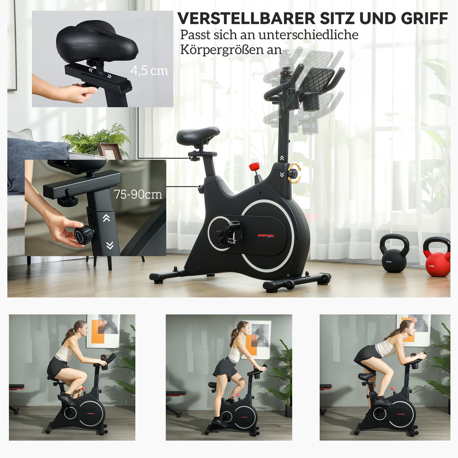 Magnetiskt motstånd liggande motionscykel med LCD och hållare