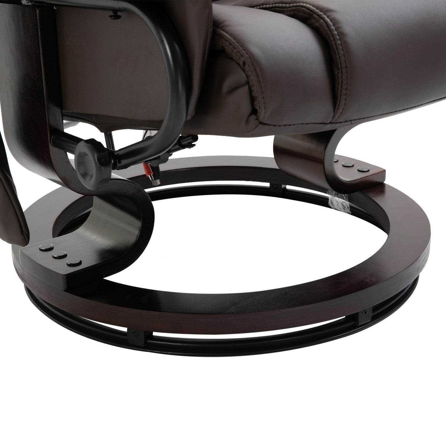 Massagefåtölj med fotpall, konstläder, brun