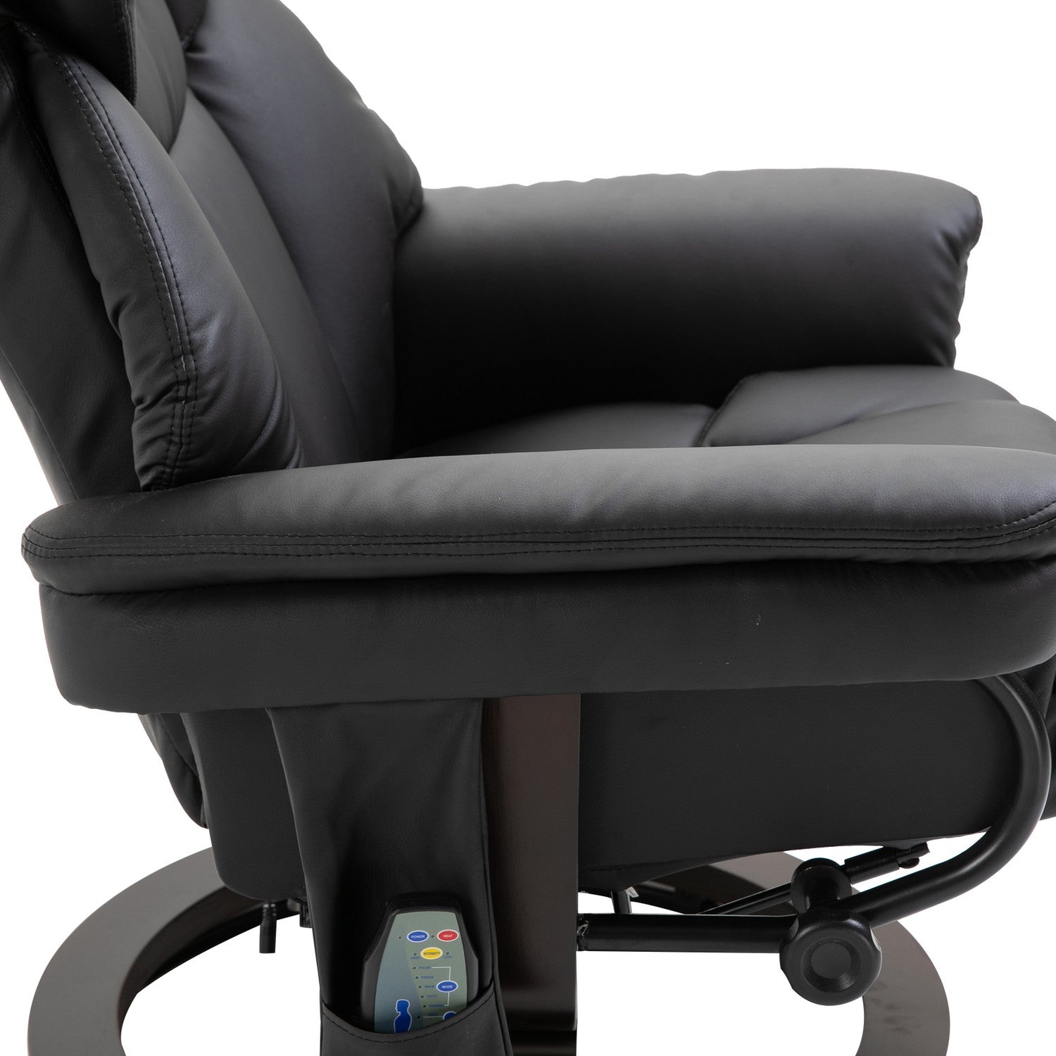 Massagefåtölj med fotpall, svart konstläder