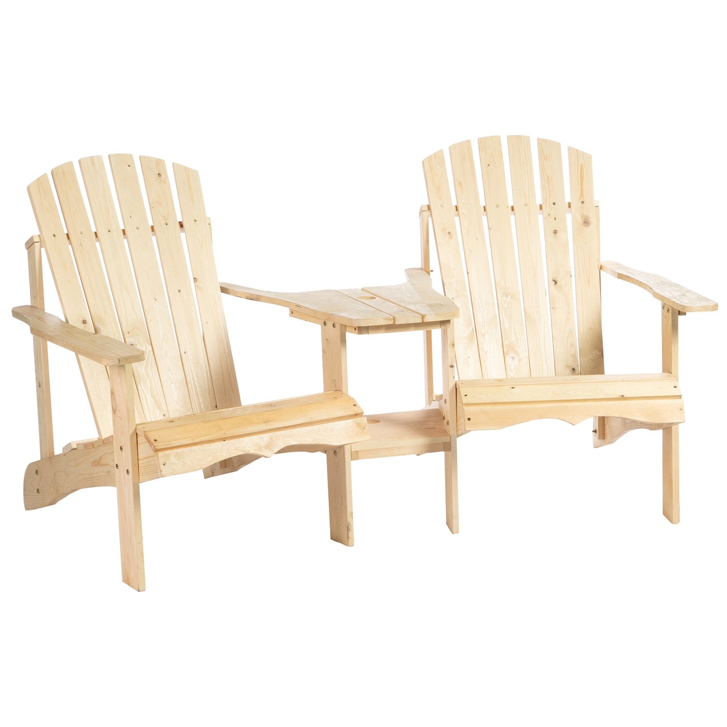 Massivt trä Adirondack trädgårdsstolset med bord, 2-sits