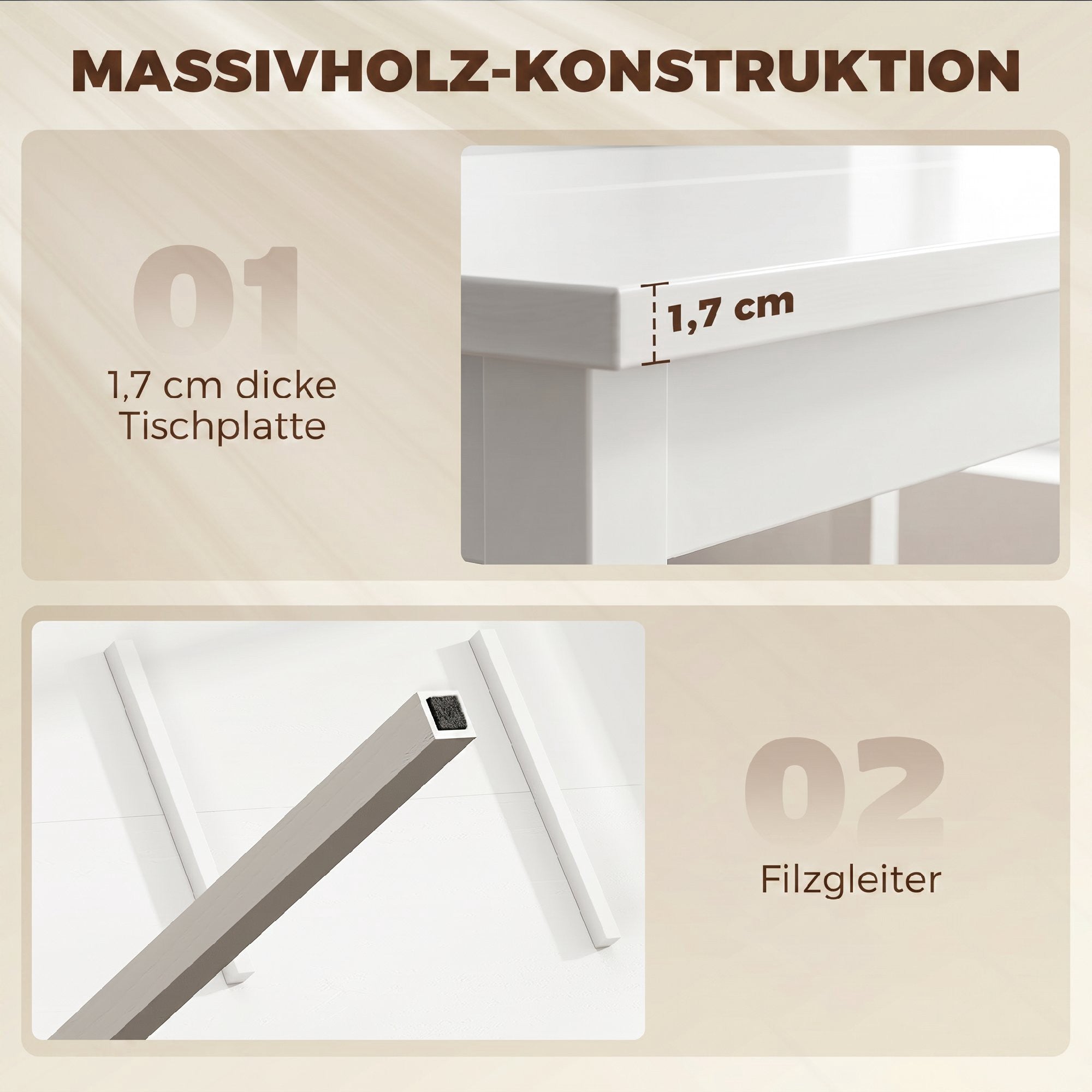 Matbordsset, 5 delar massiv furu, vit, plats för 4