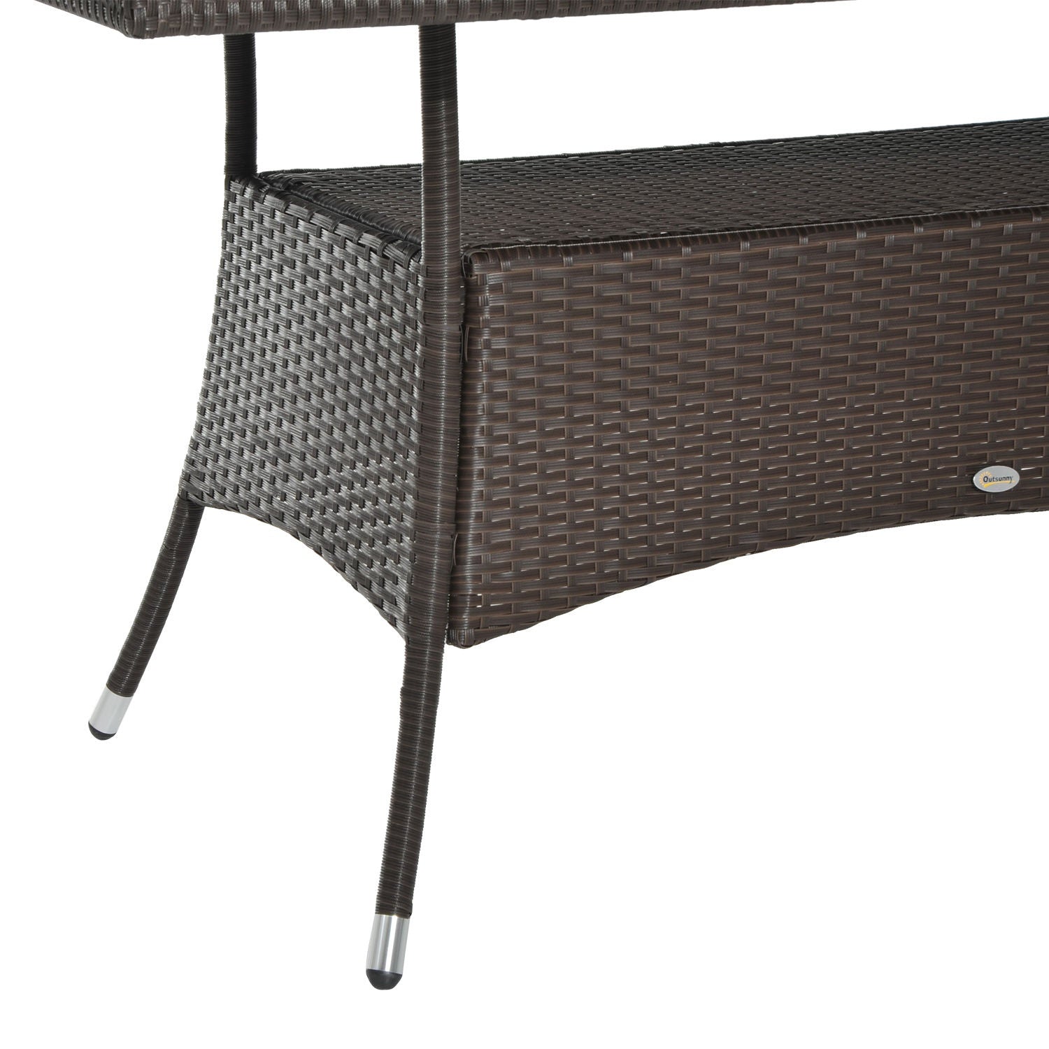 Matbord utomhus – Glas & Polyrattan, Brun & Svart, 150x85cm