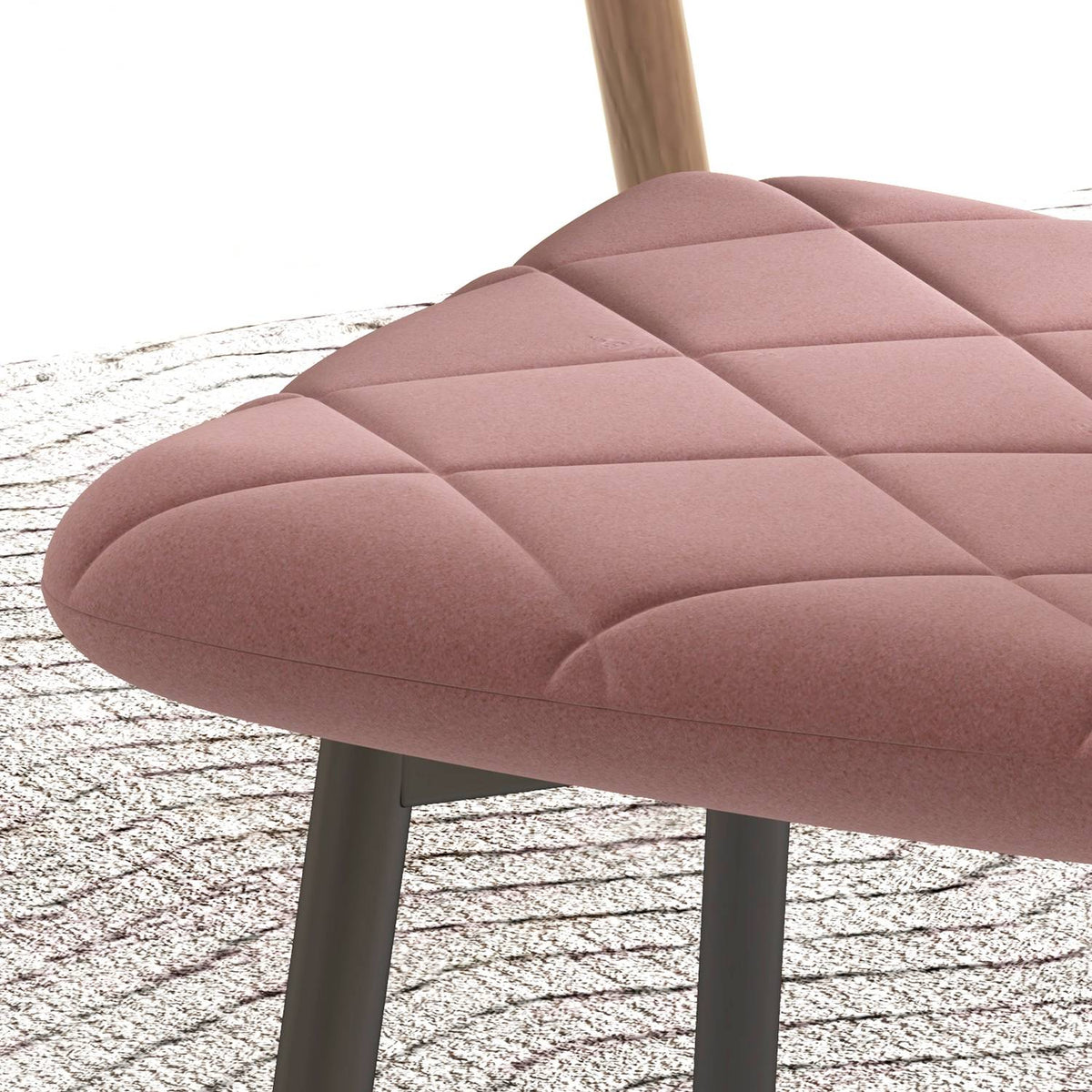 Matsalsstolar set om 4 köksstolar med ryggstöd, sammetslook, fåtölj 45 x 54 x 87 cm rosa