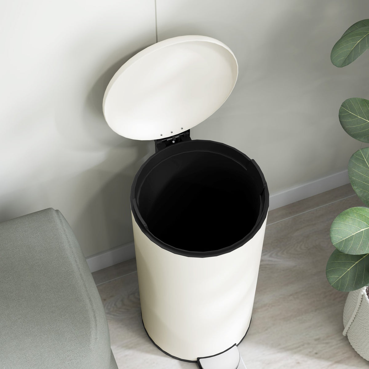 Poubelle à pédale en métal avec couvercle – 30L, seau intérieur inclus