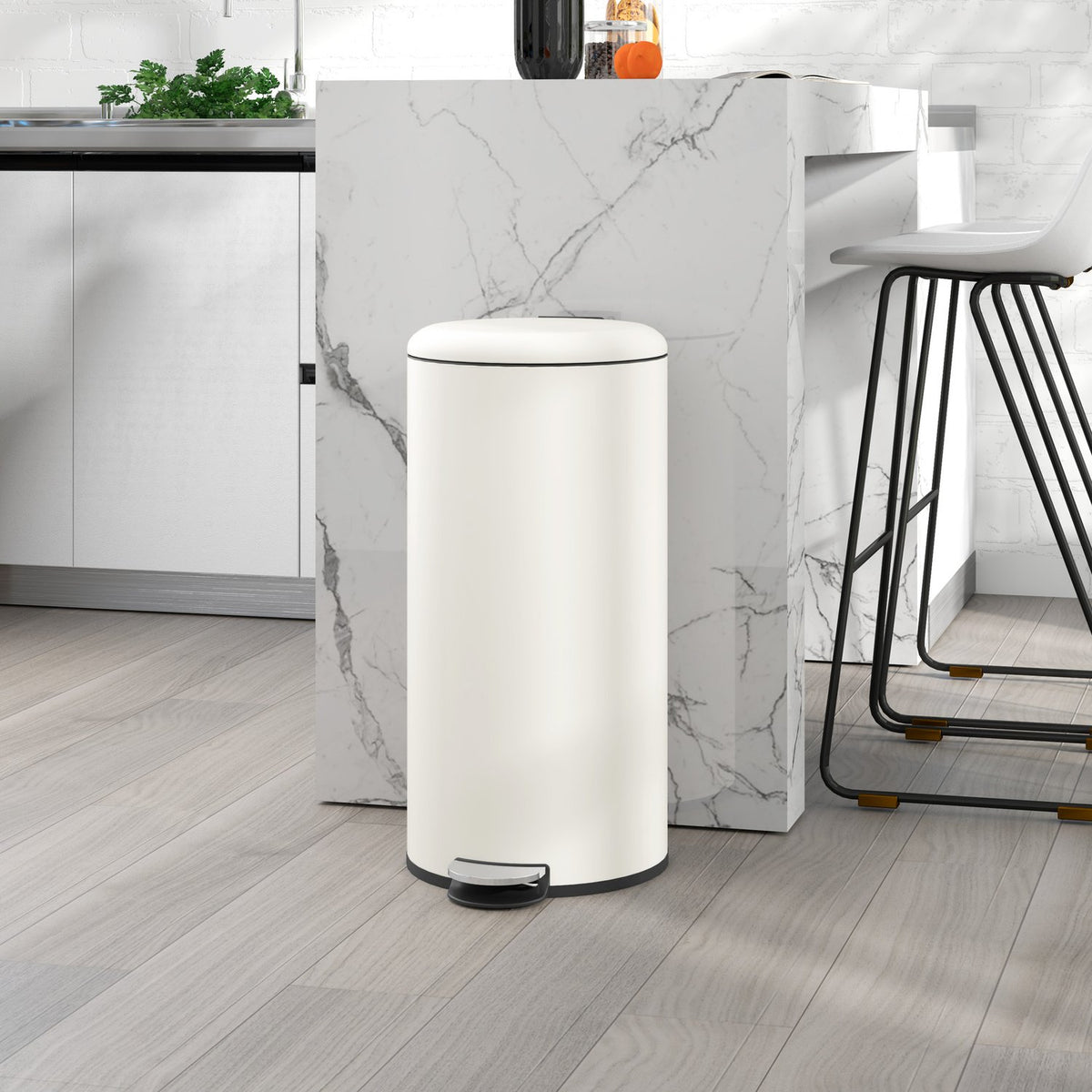 Poubelle à pédale en métal avec couvercle – 30L, seau intérieur inclus