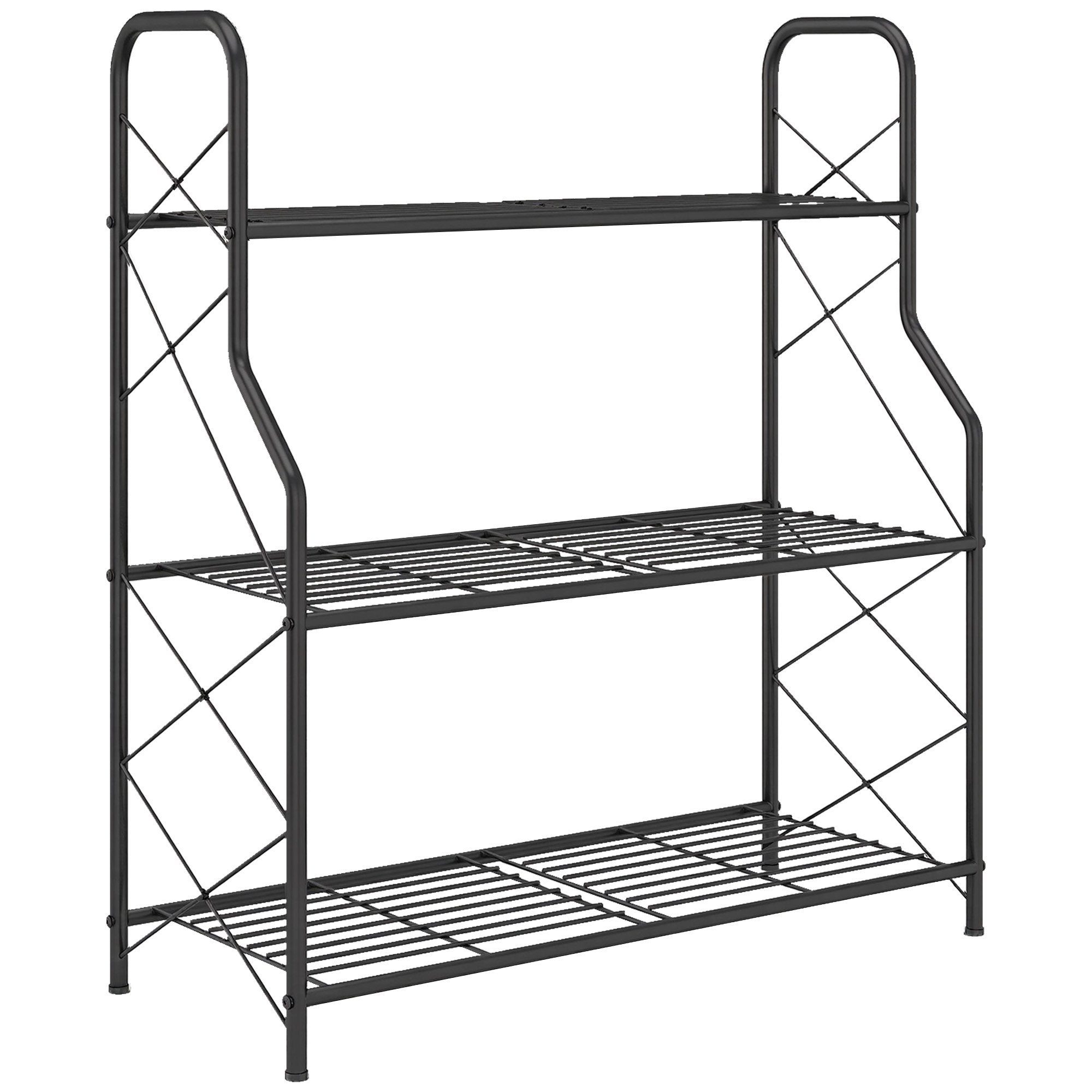 Metallställ med 3 nivåer och handtag, 78 cm, svart