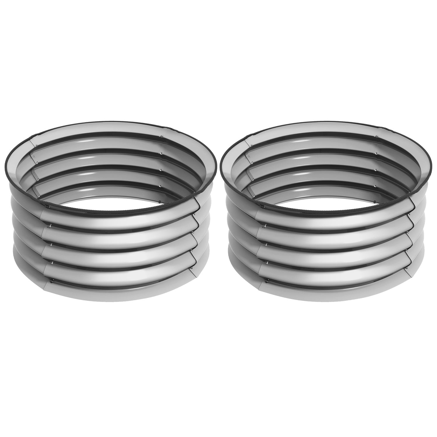 Metallupphöjda trädgårdssängar, Set om 2 – 60x60x30 cm, Silver