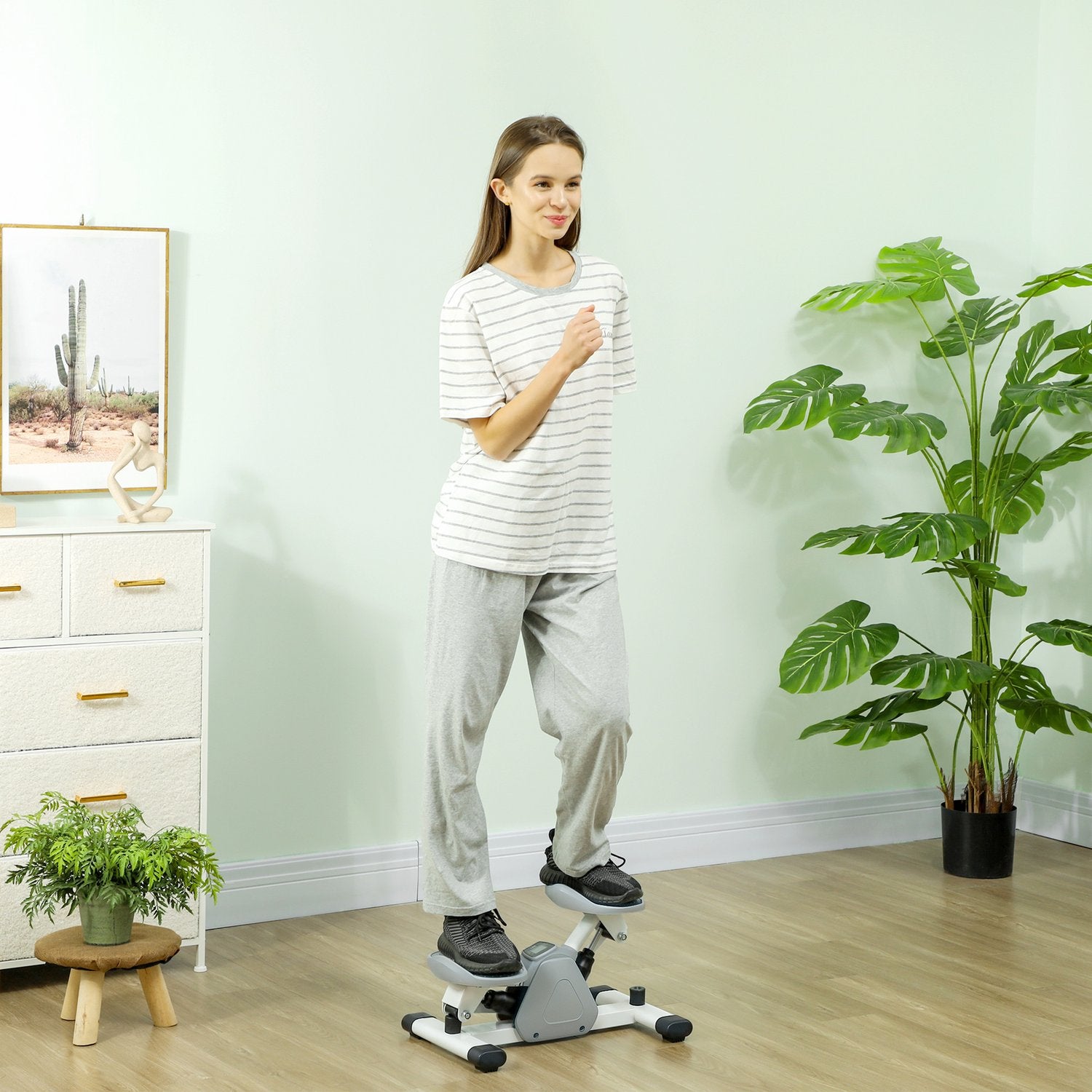 Mini Home Stepper med LCD & Halkfria pedaler, Grå