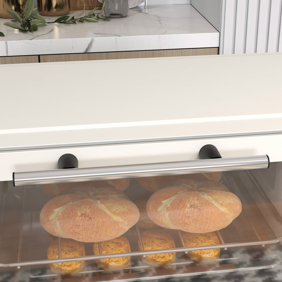 Mini-four 9L – 750W, minuterie, température réglable, blanc crème