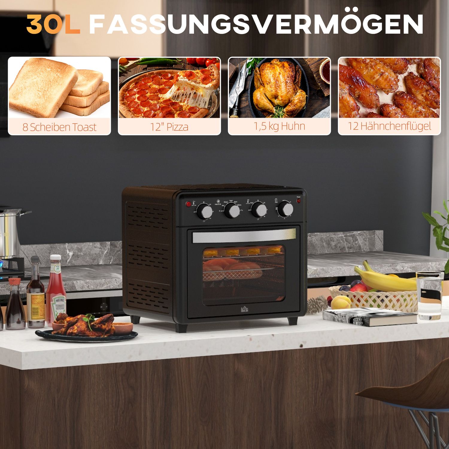 Miniugn med varmluft, 30L – 7 tillagningslägen