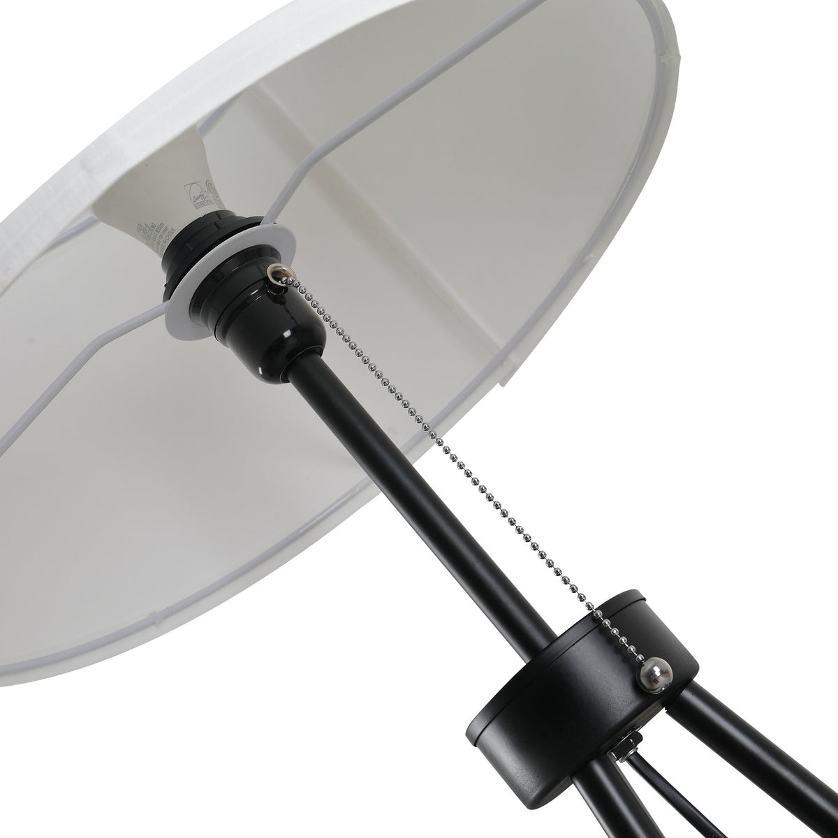 Moderne schwarz-weisse Stehlampe E27, Stahl & Polyester