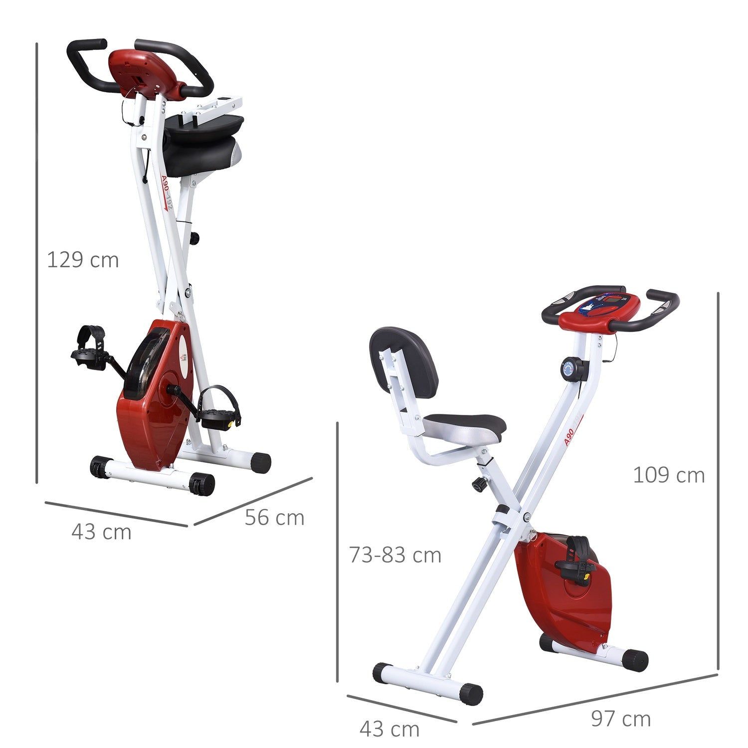 Motionscykel med 8-nivåer magnetiskt motstånd, justerbar höjd