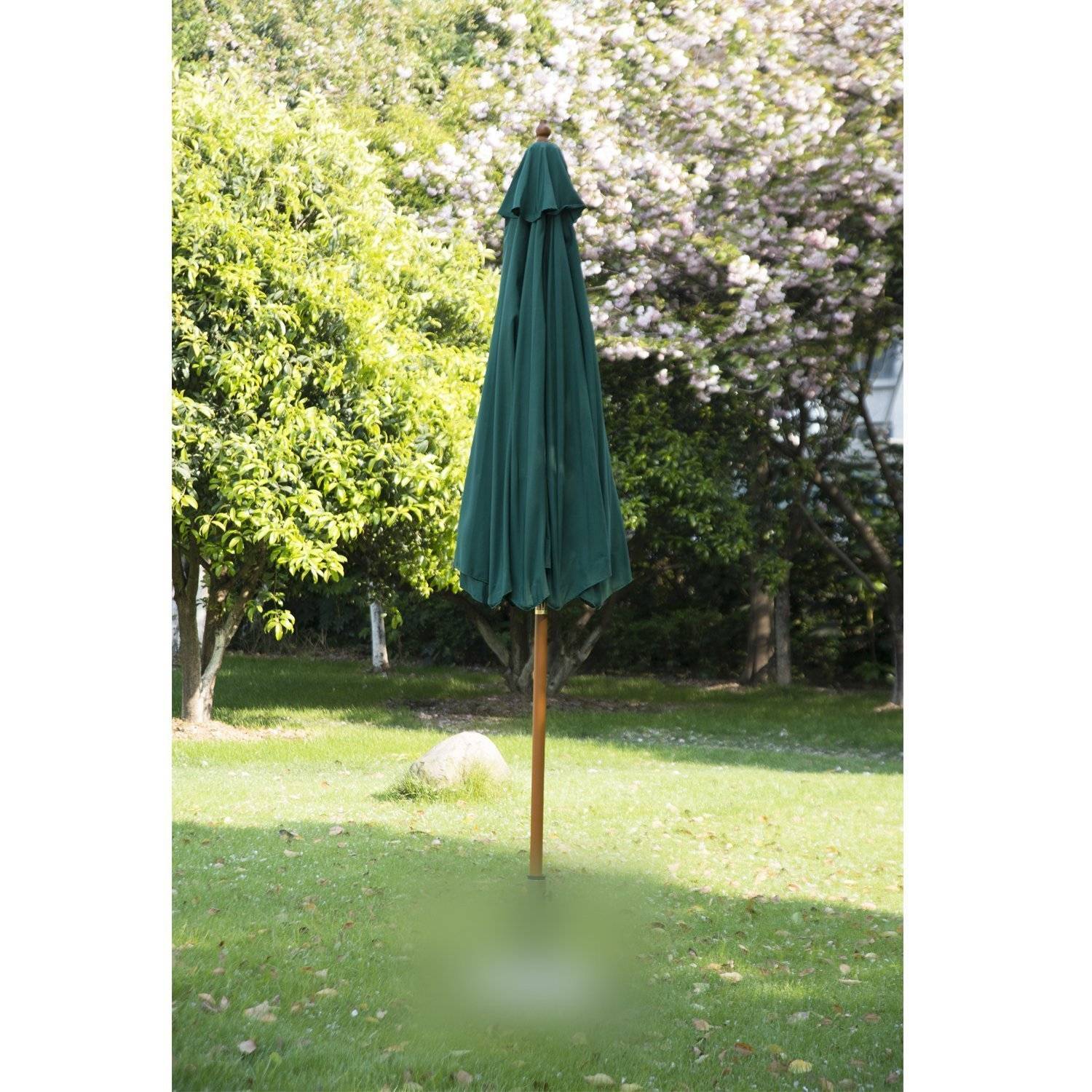 Mörkgrönt träträdgårdsparasollparasoll, 2,5M