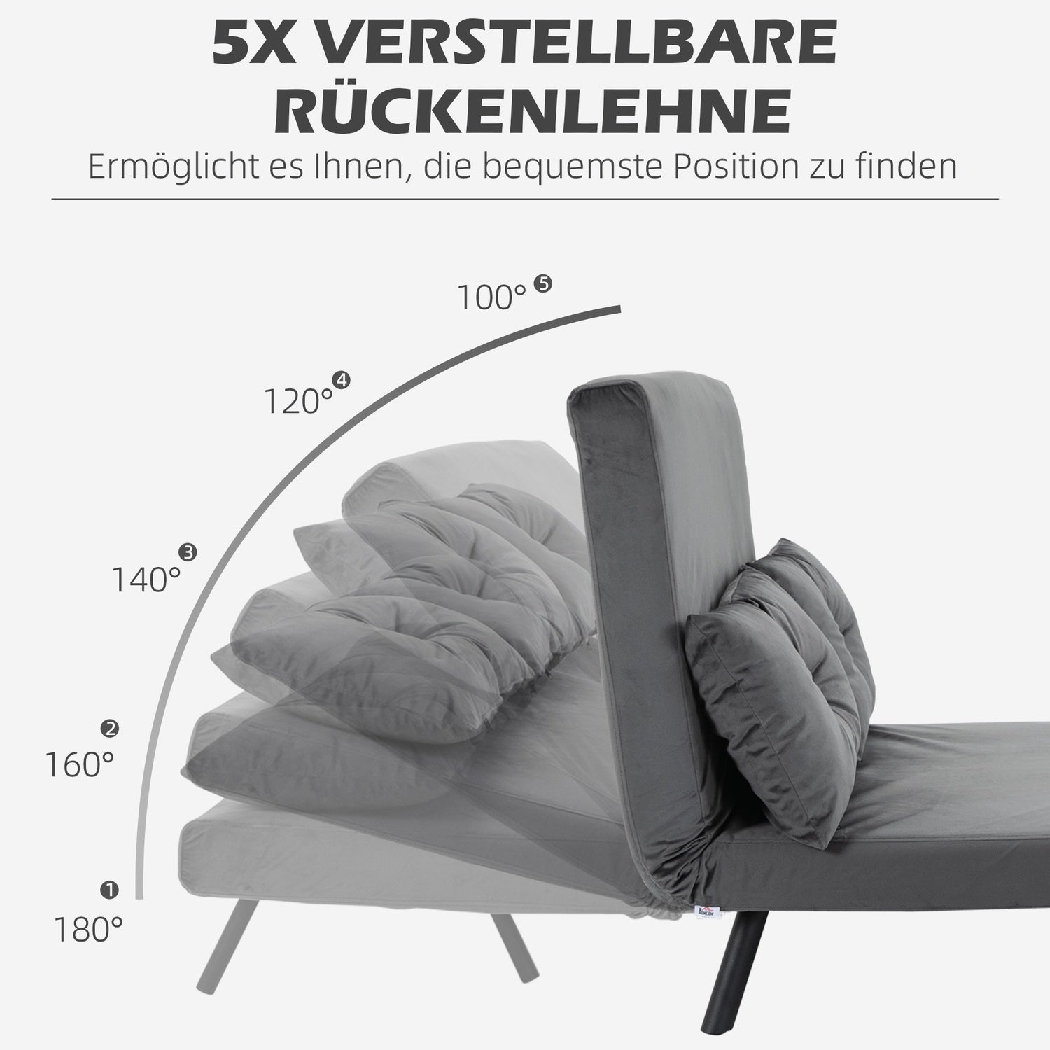 Mörkgrå sammetsbäddsoffa med förvaring och dyna