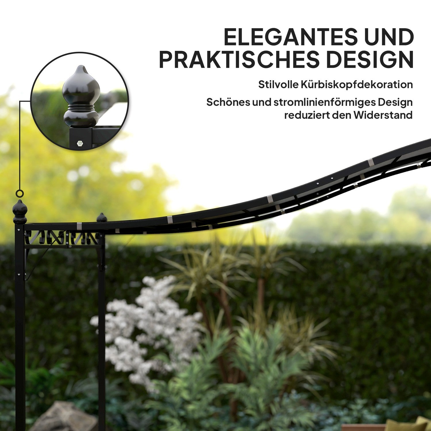 Mörkgrå trädgårdspaviljong Pergola, vattenavvisande, 2,5x3x2,5 m