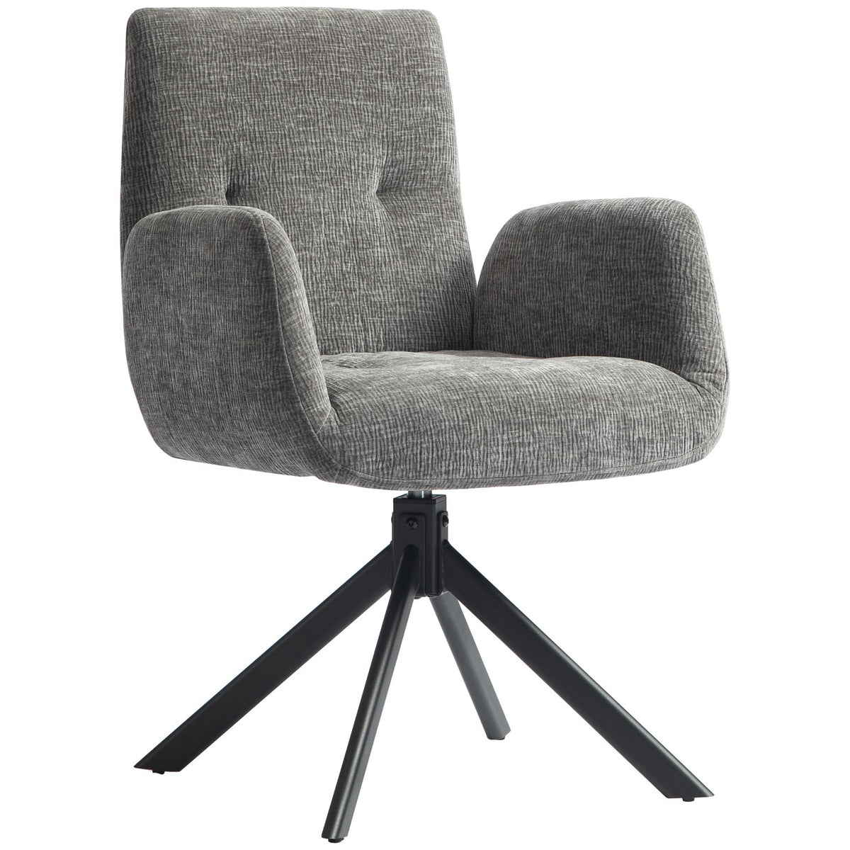 Fauteuil pivotant gris foncé – revêtu moderne, pieds en acier