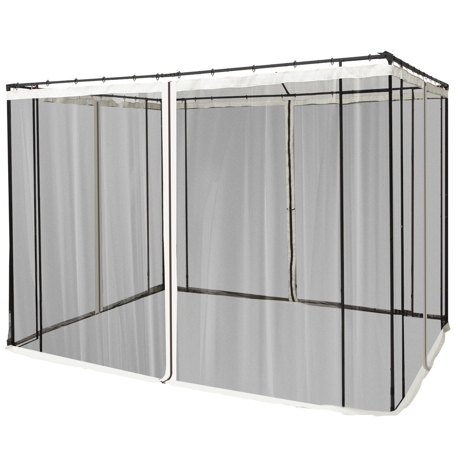 Myggnät Gazebo – Svart, 3x3m, Zip Nylon Mesh, 4 paneler