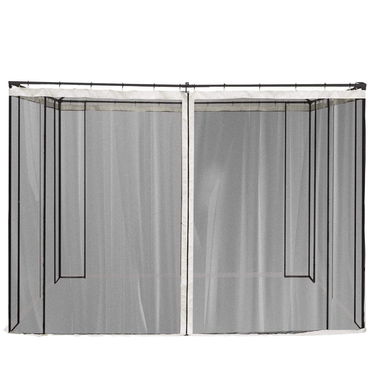 Myggnät Gazebo – Svart, 3x3m, Zip Nylon Mesh, 4 paneler