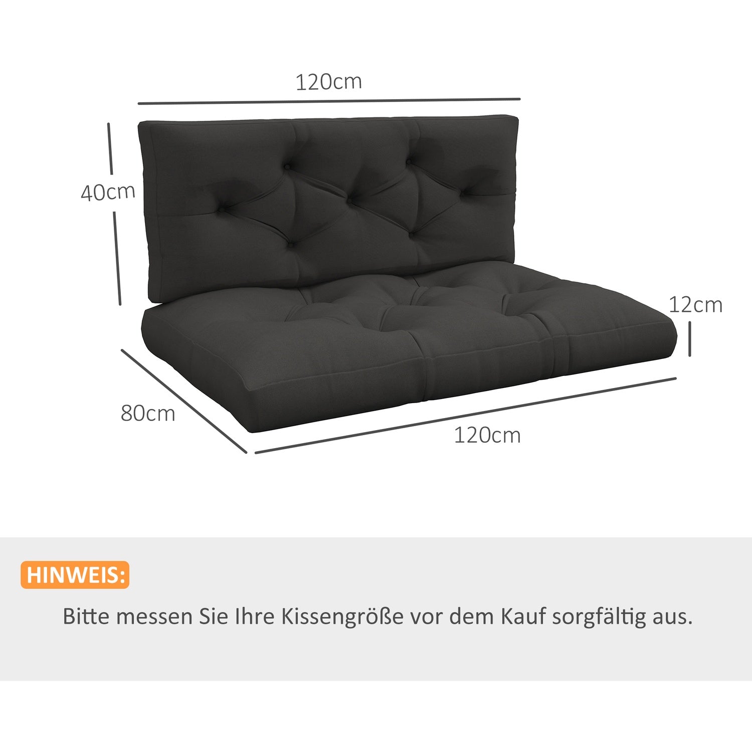 Pallkuddset - UV-skyddad, mörkgrå, 2-pack